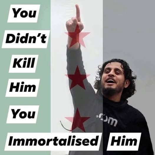 Tania_Tania_C's tweet photo. The Syrian people liberated #Homs from the genocidal #Assad regime. We remember you, dearest #Sarout!
The nightingale of the revolution, our hero. You will never die. https://t.co/ex5cwvvQHI