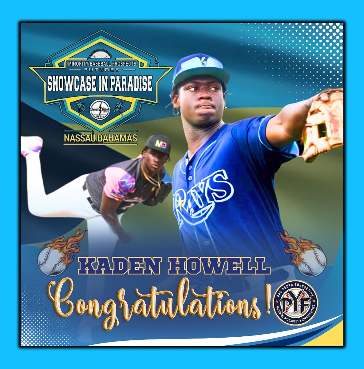 PROYOUTHinc's tweet image. Congrats to PYF Rays player 25’ Kaden Howell @PlayersPlay09 of McKeel Academy Lakeland, FL. Selected to the Minority Baseball Prospects @MBPTakeover Futures Showcase in Paradise.  #playersalliance #MBP #PYF #Bahamas