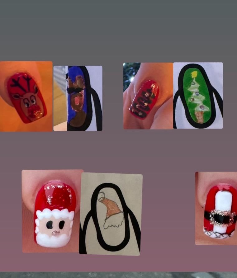 MissWilsonE's tweet photo. Xmas nails 💅🏻🎄❄️🎅 this year I had 22 little helpers to come up with suggestions. I cannot wait to show my class their ideas on my hands on Monday https://t.co/uHVUZapACC