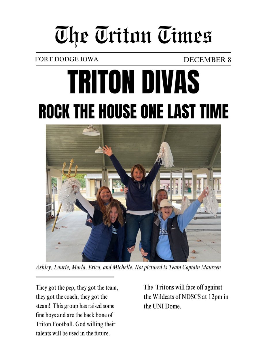 Tailgate at 9. Life’s too short to sit on your hands. Be loud be proud and Go Tritons!! 🔱🏈🔱🏈 <a href="/TritonNation/">Iowa Central Football</a>