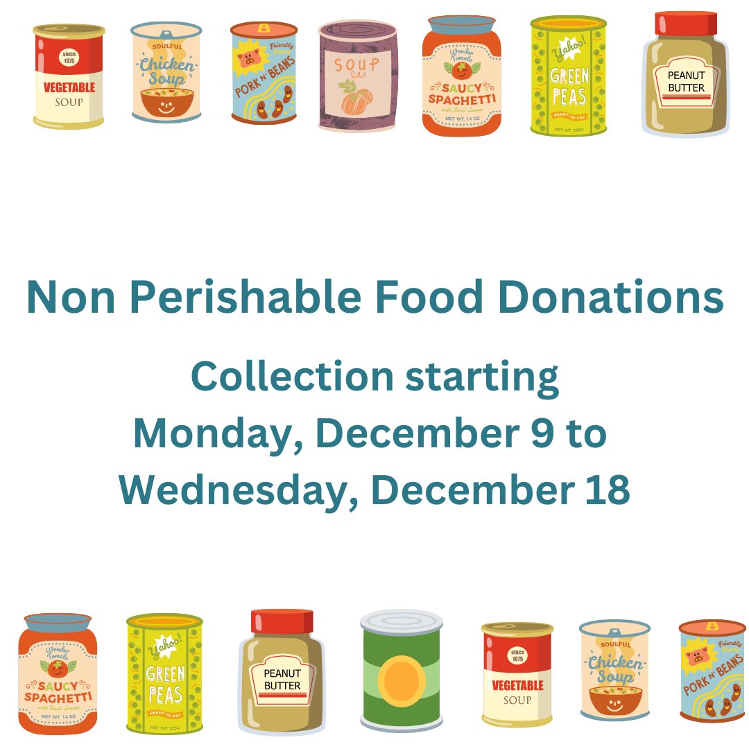 Got extra non-perishables you can share? 🥫

From Mon, Dec 9 to Wed, Dec 18, we’re collecting non-perishable, unexpired food donations. Families can bring or send items with students to school.

Our Grade 5 &amp; 6 students will help sort items.💛

More info in the Dec 6 newsletter.