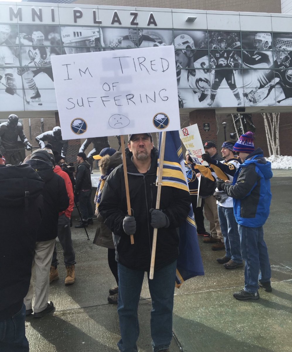 PavingTheStreet's tweet photo. The problem has been and always will be at the top. Below was 5 years ago… Maybe more people shoulda listened to the message of #PackThePlaza … maybe it’s time to hear it again. 

The dysfunction of Buffalo Sabres organization remains the same as it has for 14 years. 

#Sabres https://t.co/LTpzH0HxDQ