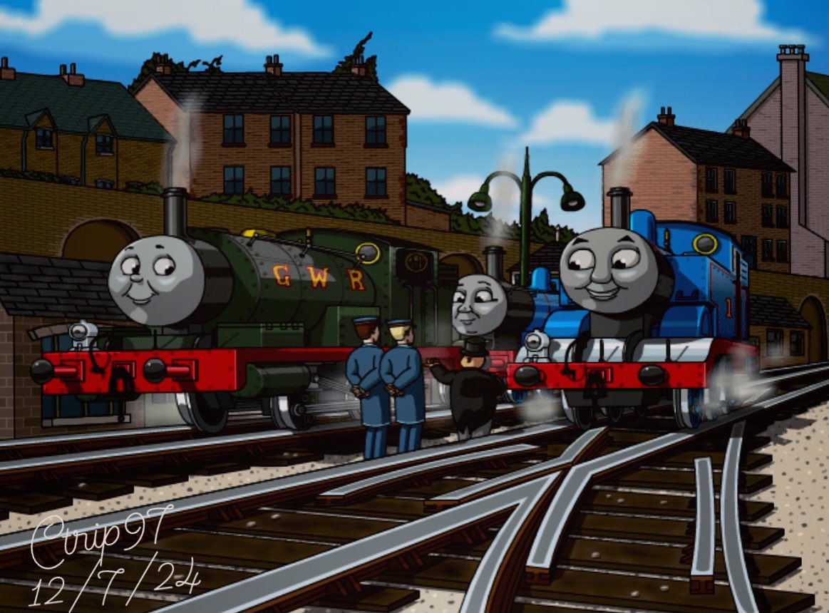 CE2class's tweet image. My drawing of the Thomas &amp;amp; Friends/ Railway Series story: “Trouble in the Shed”