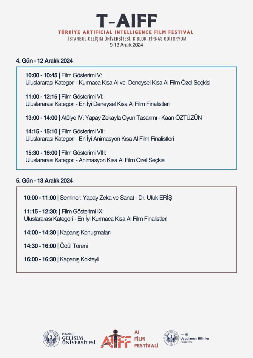 Öncü bir adım atmanın gururunu yaşıyoruz. <a href="/ferhatbzengin/">Ferhat Barış Zengin</a> 
Türkiye'nin ilk Uluslararası Yapay Zeka Film Festivali (T-AIFF),  büyük bir ilgiyle karşılandı.

📊 Festival Rakamlarla:
• 94 ülke
• 1105 başvuru
• 61 finalist film
• 4 profesyonel atölye
• 1 akademik çalıştay