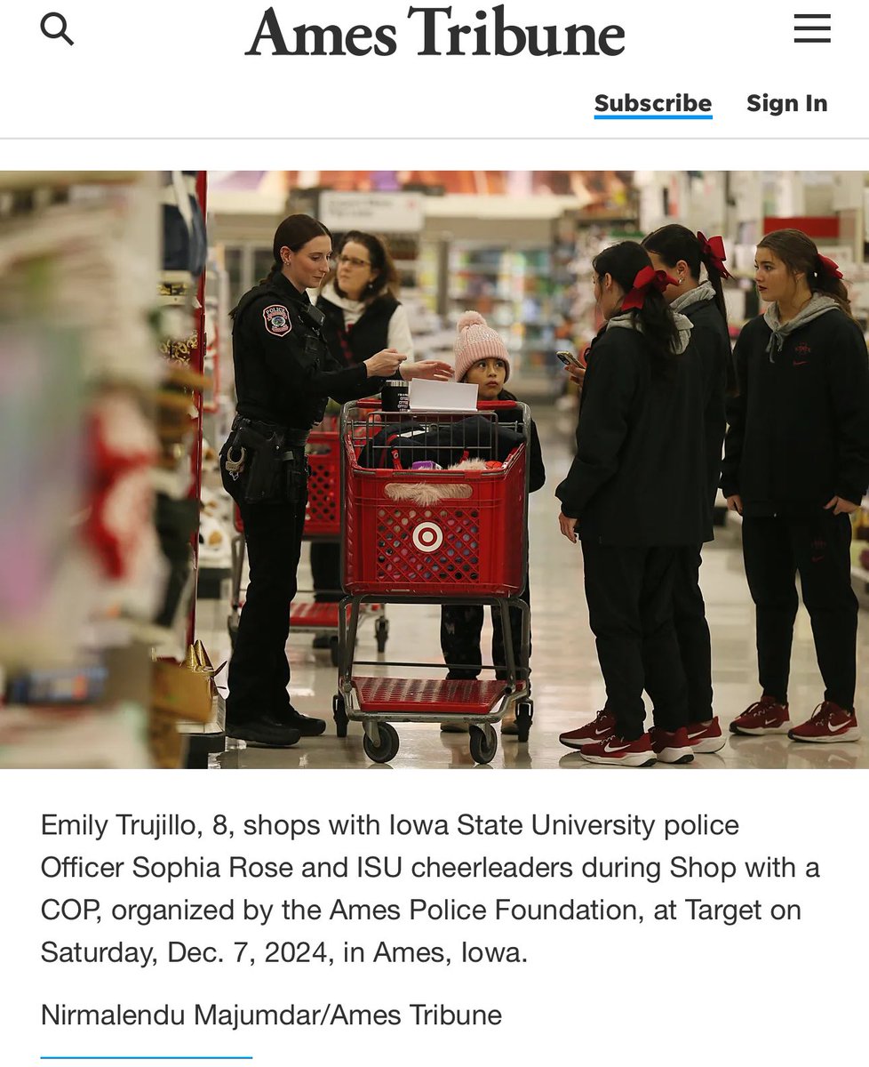 Team members <a href="/ISUPD/">Iowa State University Police Department</a> helped the Ames Police Foundation today with the annual Shop with a COP. 🚓 🎁 Thank you Captain Braun, Lt. Peterson, Detective Greene, Officer’s Rose, Allen &amp; Intern Norton! Always making a difference &amp; building a strong community. #BestTeamAround #ProudChief