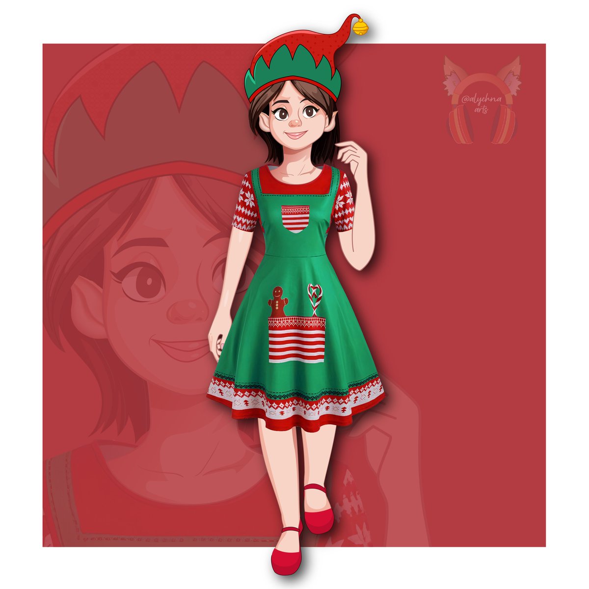 Reposting this amazing artwork done only by <a href="/alyehnaarts/">Alyehna 💛</a> 'cause what I meant to say my Elf name isn't Snowball Gigglelips it's actually Holly SparkleEyes! Please forgive me for the name mix-up since I like this new name better and it's easier to say 😂🙏🏻💚❤🎅🏻🤭.