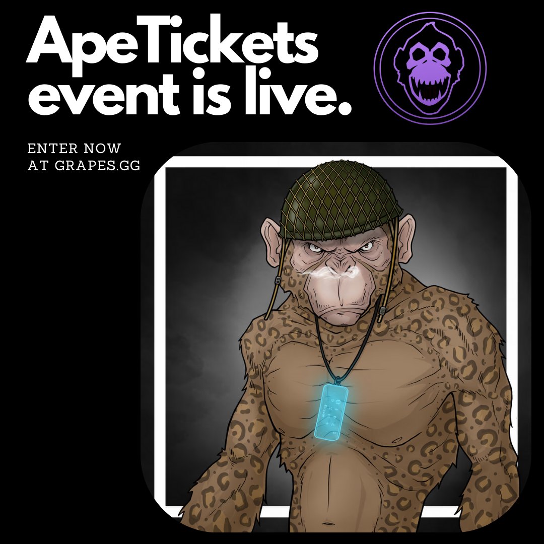 ApeTickets event is now live!  

Enter on the website (holders only).