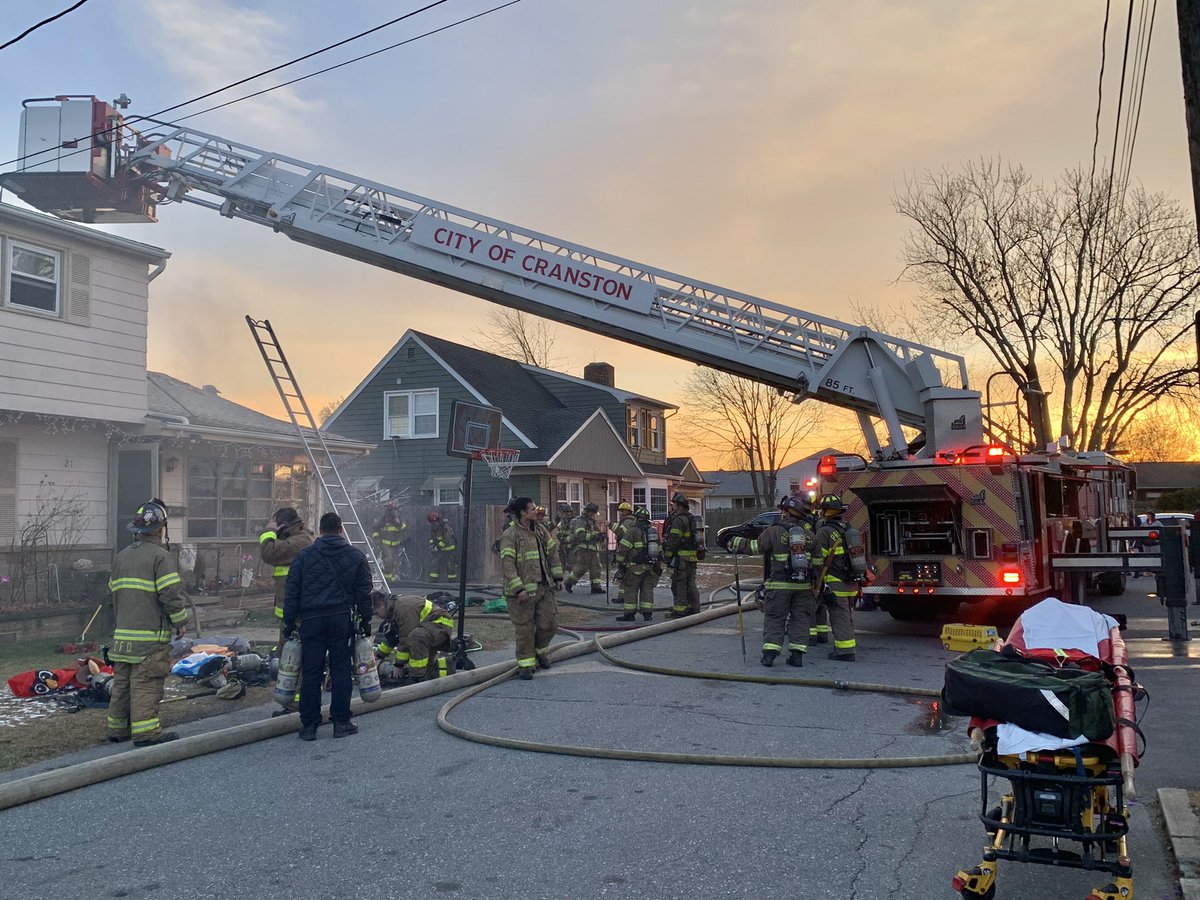 10-year-old neighbor called for help as family evacuated safely. 
#cranstonfire