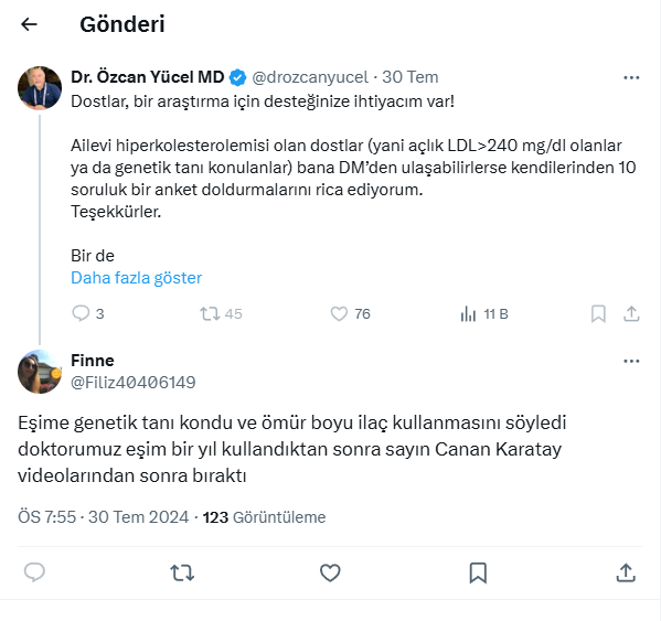 Sözünü ettiğim cinayete teşebbüs işte uygulamalı olarak budur <a href="/korcanayata/">Korcan Ayata PhD</a> . <a href="/Filiz40406149/">Finne</a>  'un gönderisinin altına "aman ha Filiz hanım" yazmamaktır. Aynı dertten mustarip olup 40 yaşımda 4 stent takılan biri olarak bütün derdim budur. <a href="/DrOzanUnlu/">Dr. Ozan Ünlü</a>