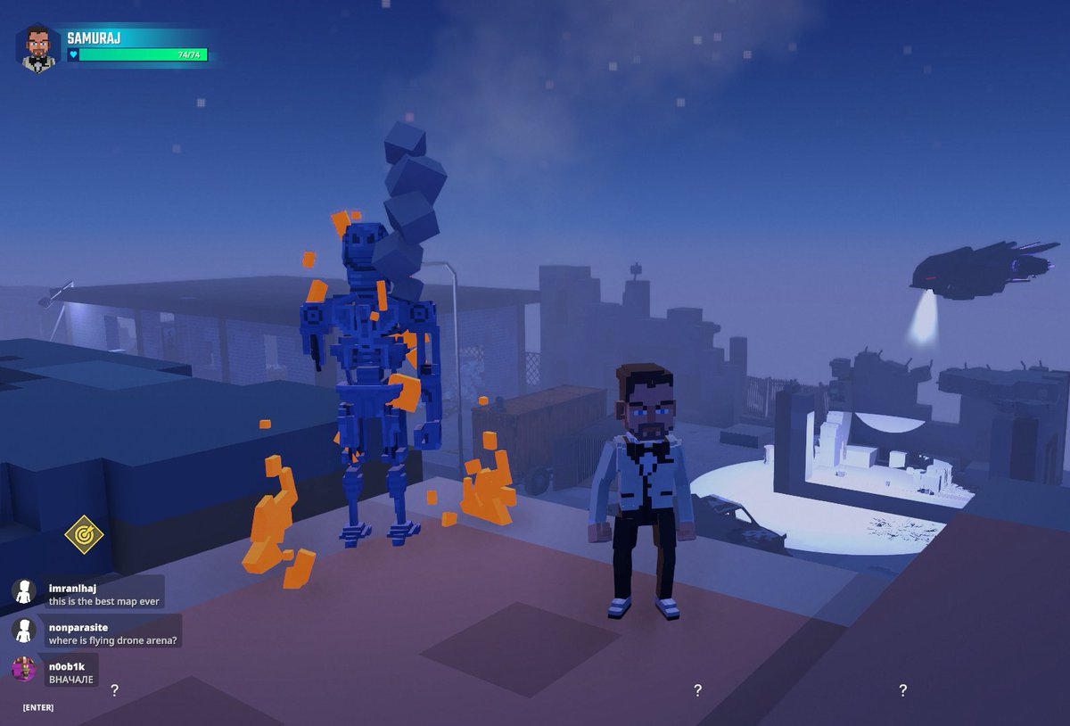 Dodging Flying Drones in Terminator 2042 in <a href="/TheSandboxGame/">The Sandbox</a>. The future is now, and it's intense! 🤖🚁 @skydance register-landings.sandbox.game/alphaseason4-s… #TheSandbox #AlphaSeason4 #AS4SocialChallenge