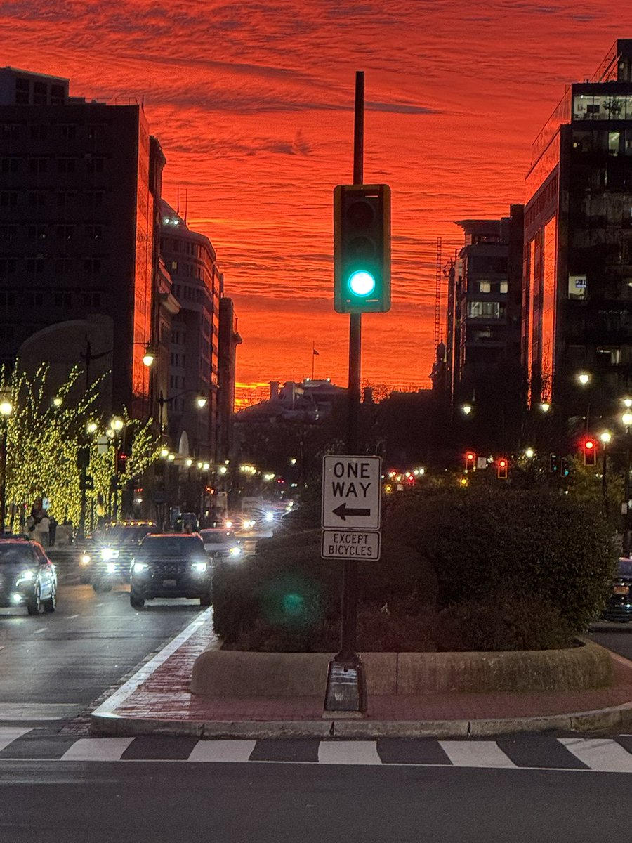 Wow! DC sunset on K St, 9th St, and New York Ave intersection.