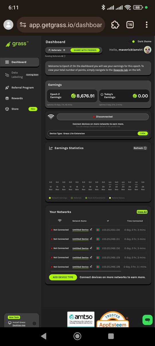 insomniactanvir's tweet photo. @getgrass_io @ontocord @laion_ai #Explaination Plz
Hello, Is it a glitch,,,,,
Why my points are changing irregularly ,,,,
Not a sequential points show.
Sudden soar and sudden below.
Huge fluctuation between points. https://t.co/5hR0cpTlov
