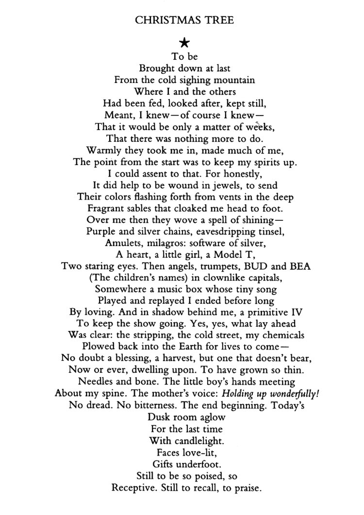 James Merrill began this beautiful poem in December 1994 and completed it in a hospital bed in February 1995, shortly before he died from an AIDS-related illness. It appeared in Poetry magazine later the same year.