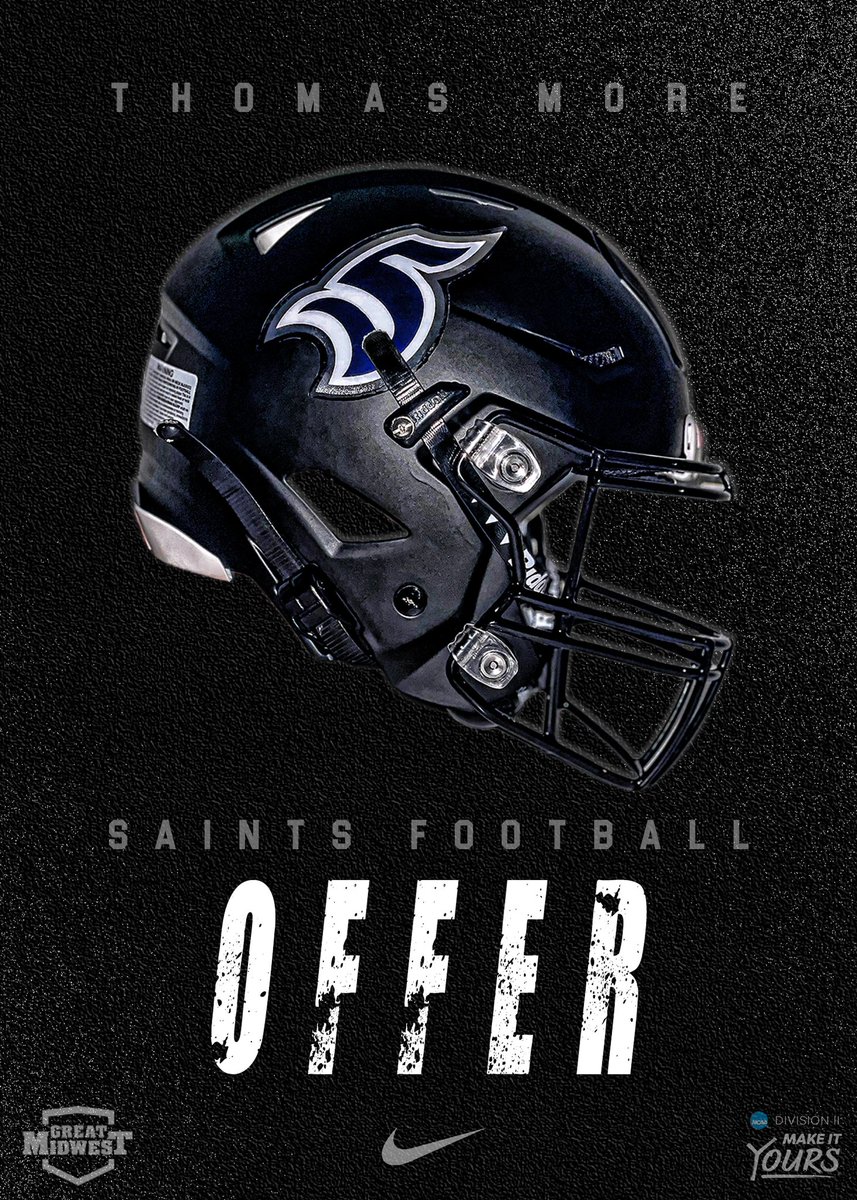 #AGTG After a great visit &amp; conversation with @CoachFookes I am blessed and offer from Thomas More University⚪️🔵

<a href="/CoachEckloff/">Coach Eckloff</a>
<a href="/KamSmith_24/">Kameron Smith Sr.</a> 
<a href="/dupontmanualfb/">dupontmanualfootball</a>