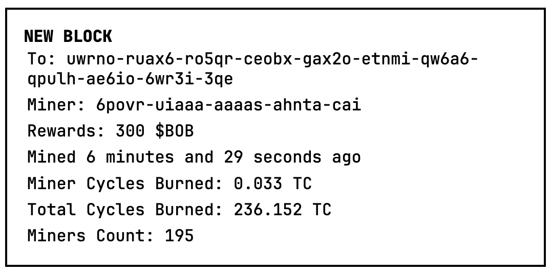bobdotfun's tweet image. Last year, fees on @dfinity were less than $500 per day.

Now, miners on bob.fun are burning $330 every 7 minutes to mine a block.