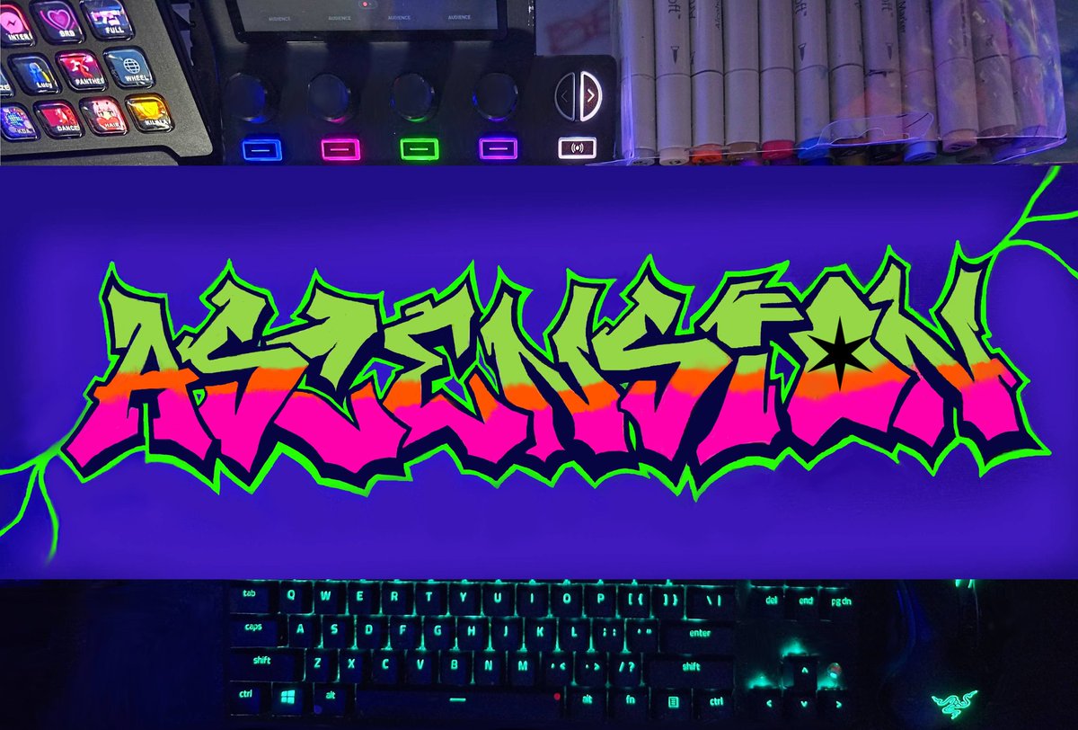KitanaQueen_'s tweet photo. Live Now! Creating Warrior Decoration For The Kickmas Tree! Shout out to "RebelzGhost"! We are Live NOW on @KickCommunity ♡ https://t.co/hzBUINrrI1 #LightKick #Ascension #Graffiti #Artist #Neon https://t.co/yu1Ok2KhrC