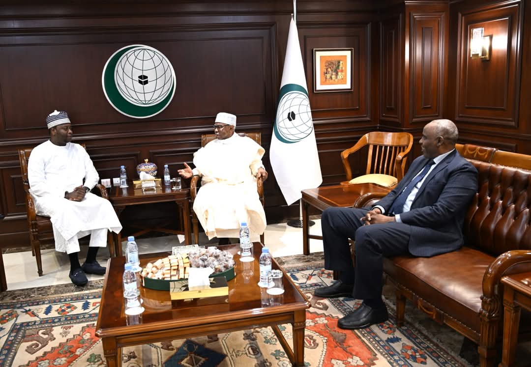 anie_tchad's tweet photo. Le DG de l'#ANIE a été reçu en audience par le SG de @OCIenFr et la DG du @ICDT_OIC. 
Ces rencontres illustrent l'engagement de l’ANIE à renforcer les partenariats internationaux pour promouvoir les investissements et dynamiser l'économie du #Tchad.
#InvestTchad #OCI #CIDC https://t.co/tNXLsRPKu1