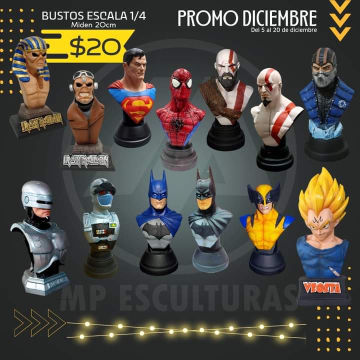 mpesculturas's tweet photo. 🎄Esta Navidad lucete con el regalo perfecto 🎁🎅🏻🎄
❄️ Figuras de colección hechas en resina 
❄️ Escultura tradicional
❄️ Escala 1:4 (miden 20cm desde su base)
📦 Envíos a todo el país.
💥 Promoción $20 

*Valor por unidad $20
(Excepto Robocop y Vegeta $25 c/u) 
No incluye envio https://t.co/07HhmtCxyt