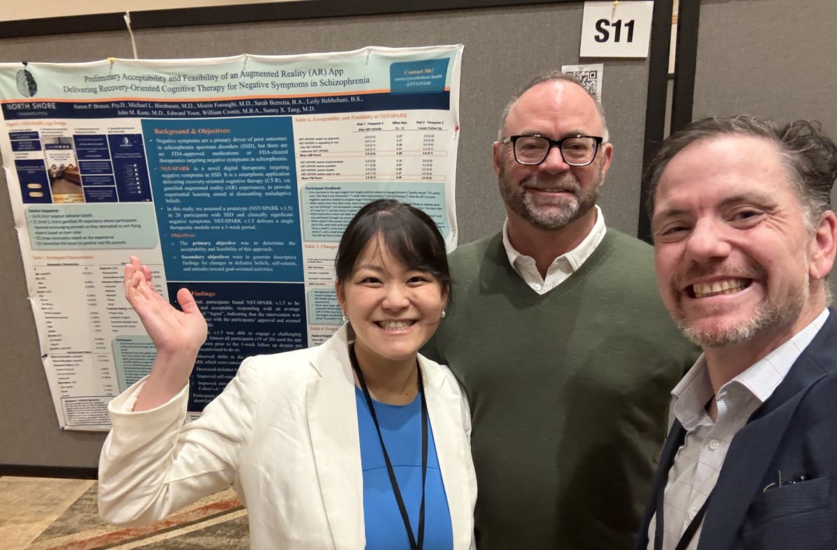 Preliminary findings showing that our novel AR app is promising for targeting negative symptoms of #schizophrenia! #TIPS2024 Poster S11.