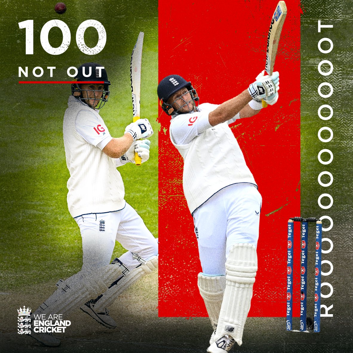 englandcricket's tweet photo. Joe Root... That is RIDICULOUS! 🤯

He reaches three figures in style, ramping his way to a THIRTY-SIXTH Test century! https://t.co/EFNXzRlatp