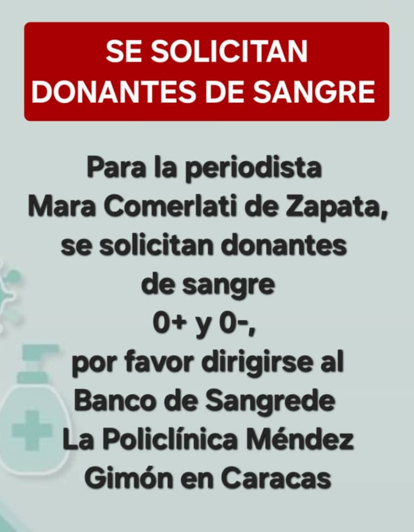 EdoSanabria's tweet image. Amigos, nuestra querida Mara Comerlati, compañera consecuente del Maestro Zapata, necesita de nuestra ayuda. Si pueden difundir, se lo agradecemos.