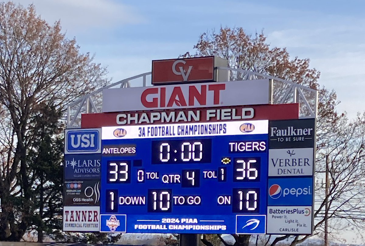 High school football in Pennsylvania:  

A perfect season is finalized with a walk off rushing touchdown in overtime to give the Northwestern Lehigh Tigers their first State football title as they beat Pittsburgh’s Avonworth 36-33 (Avonworth were ferocious and deserve so much