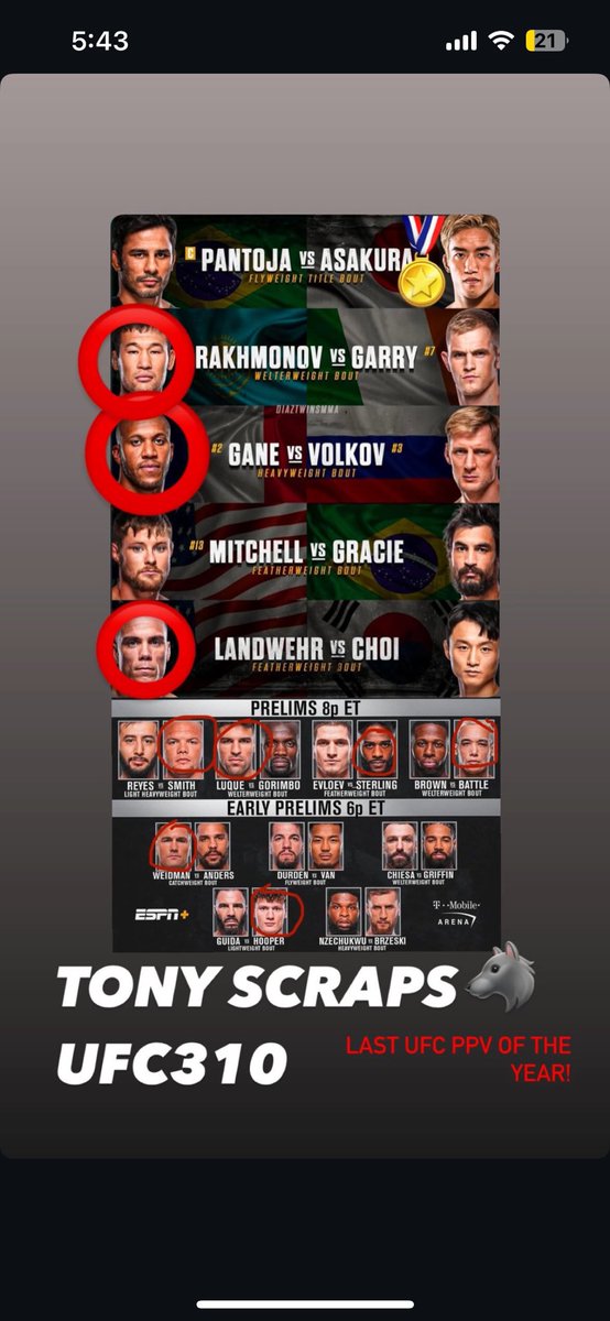 TonyScraps's tweet photo. Last picks for the year! #ufc310 let’s end it on a high note https://t.co/AMSu5fQkpq