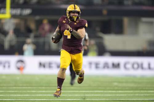 Big 12 newcomer Arizona State will represent the conference in the 12-team College Football Playoff. Cam Skattebo ran for 170 yards and two scores while adding a touchdown catch the 12th-ranked Sun Devils beat No. 16 Iowa State 45-19 in the Big 12… dailyherald.com/20241207/colle…