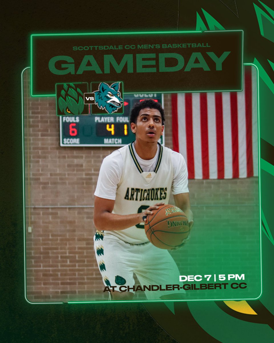 🚨 GAMEDAY ALERT 🚨

Your Artichokes are hitting the road! Today’s game features the 3rd conference game of this season❗️🟩🟨

📍 Chandler-Gilbert CC
⏰ 5 PM, Dec 7
🎥 youtube.com/@scottsdaleccm…

Let’s show up and show out for your Fighting Artichokes❗️
#Together | #GoChokes