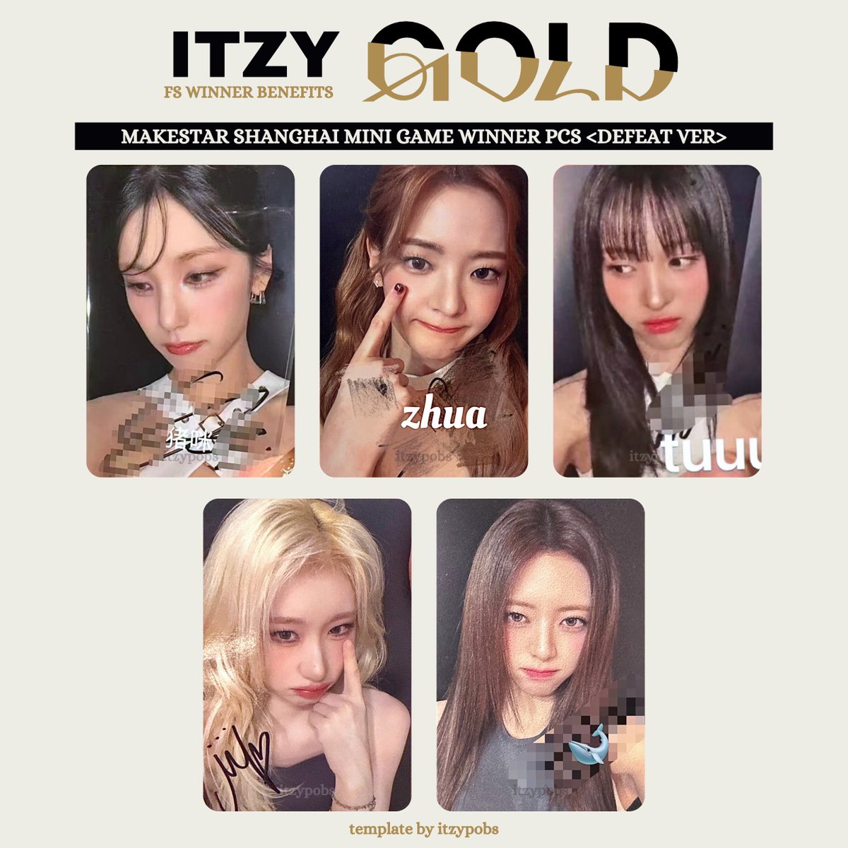 ✨ ITZY GOLD makestar shanghai mini game event winner photocards