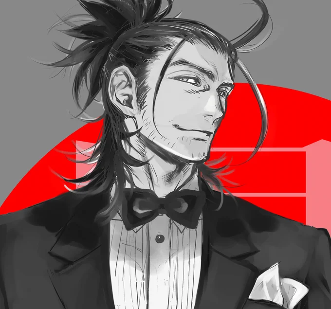 日本号さん～嬉しいので、過去絵リメイクのタキシード日本号さんをば!#刀剣乱舞十周年 #日本号 