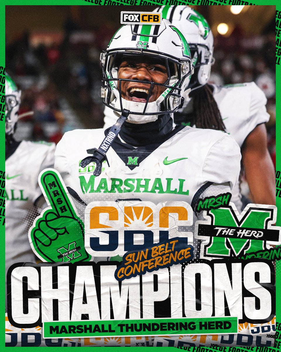 FOX College Football (@cfbonfox) on Twitter photo SUN BELT CHAMPS π¦¬π€
<a href="/HerdFB/">Marshall Football</a> wins its first-ever Sun Belt Championship π SUN BELT CHAMPS π¦¬π€
<a href="/HerdFB/">Marshall Football</a> wins its first-ever Sun Belt Championship π