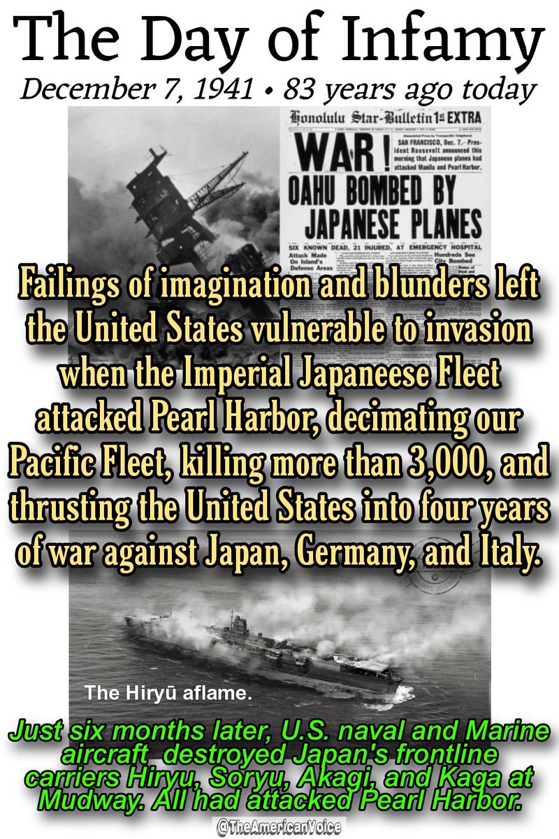 AmericanVoic's tweet photo. #PearlHarbor #PearlHarborRemembranceDay #PearlHarborDay #PearlHarbor83 #PearlHarbour #PearlHarbor1941 

WHEN CHALLENGED, WE RISE. https://t.co/9bqbTjiziH