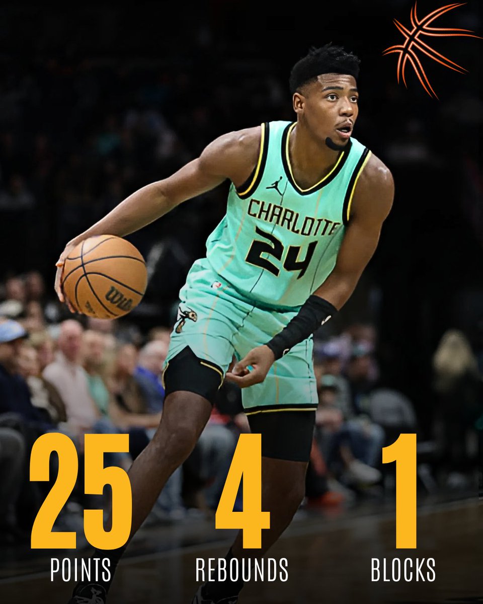 AusBballnews's tweet image. Brandon Miller Shines Despite Hornets Struggles🏀

Rookie Brandon Miller put up 25 points (33.3% FG, 23.1% 3P, 100.0% FT) with 1 assist in 34 minutes of action.✨

Final Score: Cavaliers 116 - Hornets 102☄️

#BrandonMiller #Hornets #NBARookie #NBA #Basketball