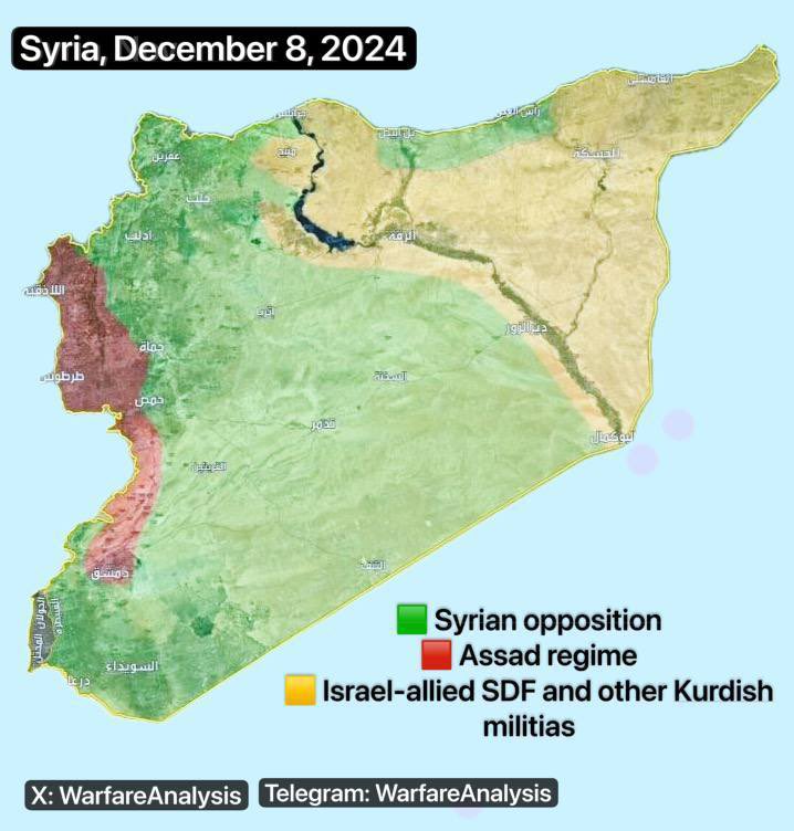 GlobalWhispers_'s tweet image. 🇸🇾 The control map of Syria shows that the green areas cover most of the country.

#Syria #SyriaMap #SyrianConflict
