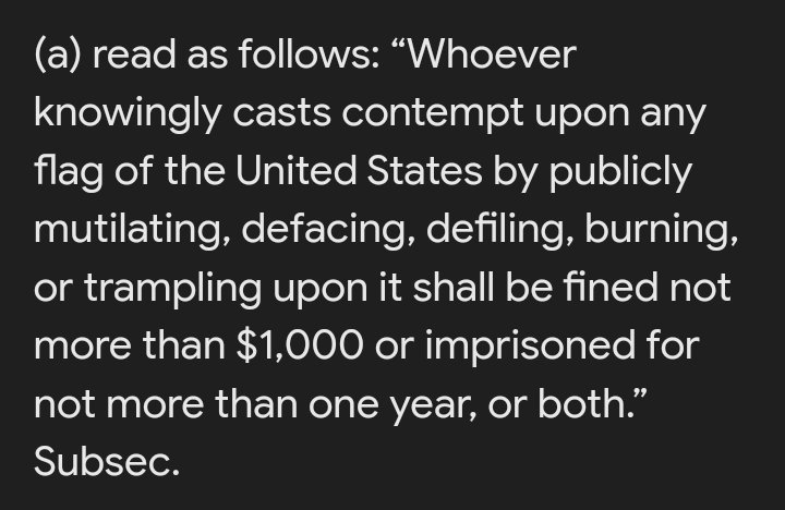 LoProfile1776's tweet photo. @JDVanceNewsX Fuck SCOTUS, it already is.
They need to stop rewriting laws

18 U.S. Code § 700 - Desecration of the flag of the United States; penalties https://t.co/1glZplu9Ow