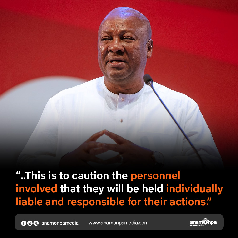 𝗝𝗢𝗛𝗡 𝗗𝗥𝗔𝗠𝗔𝗡𝗜 𝗠𝗔𝗛𝗔𝗠𝗔 𝗦𝗣𝗘𝗔𝗞𝗦 𝗔𝗚𝗔𝗜𝗡𝗦𝗧 𝗘𝗟𝗘𝗖𝗧𝗢𝗥𝗔𝗟 𝗩𝗜𝗢𝗟𝗘𝗡𝗖𝗘
I have been made aware of violent actions by some military personnel aimed at disrupting the declaration of parliamentary results in certain areas. Let this serve as a warning: