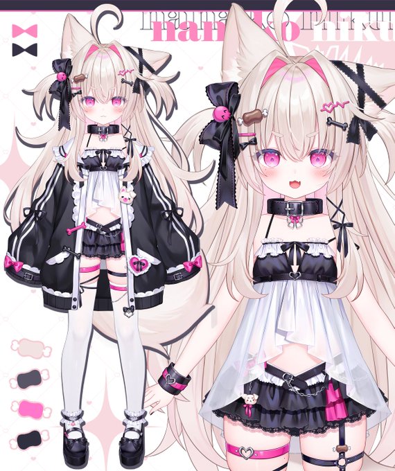 I worked on the Live2D model for Nana!! @NanakoNiku 🎀🍖
Please give her plenty of meat 🍖🍖🍖🖤!! 