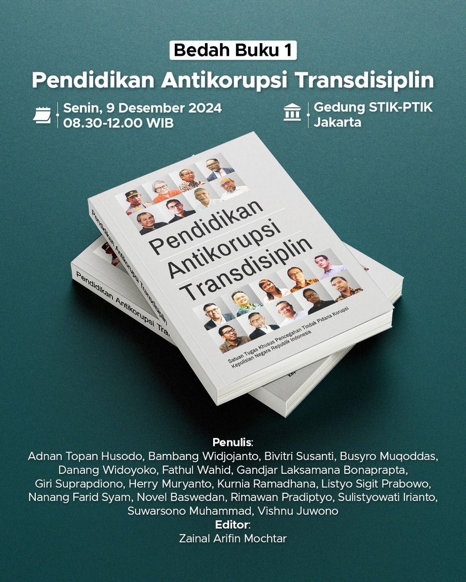 okkymadasari's tweet photo. OM Institute bangga terlibat dalam proses penerbitan dua buku pendidikan antikorupsi yg akan diluncurkan pada hari Senin, 9 Desember, bertepatan dengan peringatan Hari Antikorupsi Sedunia.
Teman2 di Jakarta silakan hadir. Untuk umum dan ada buku gratis!
#publishingservice https://t.co/UoJW8OVKPe