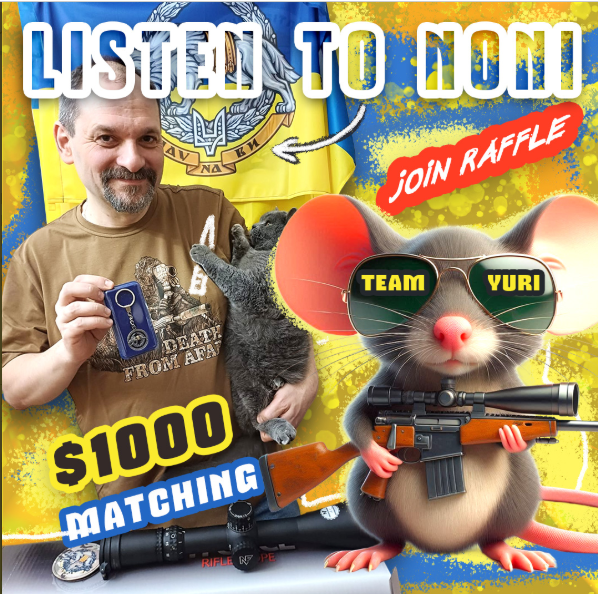 🎟️🎟️🎟️Enjoy a triple play! 🎟️🎟️🎟️

Next 4 donors will get 5 bonus🎟️ from <a href="/kevinspratt/">kevinspratt</a>
And we have $1000 in matching tickets from our friend Noni. 💫🎟️

It's a great time to join our raffle and help our SOF defenders get scopes and specialized ammunition.
💳chornomorets.notepin.co