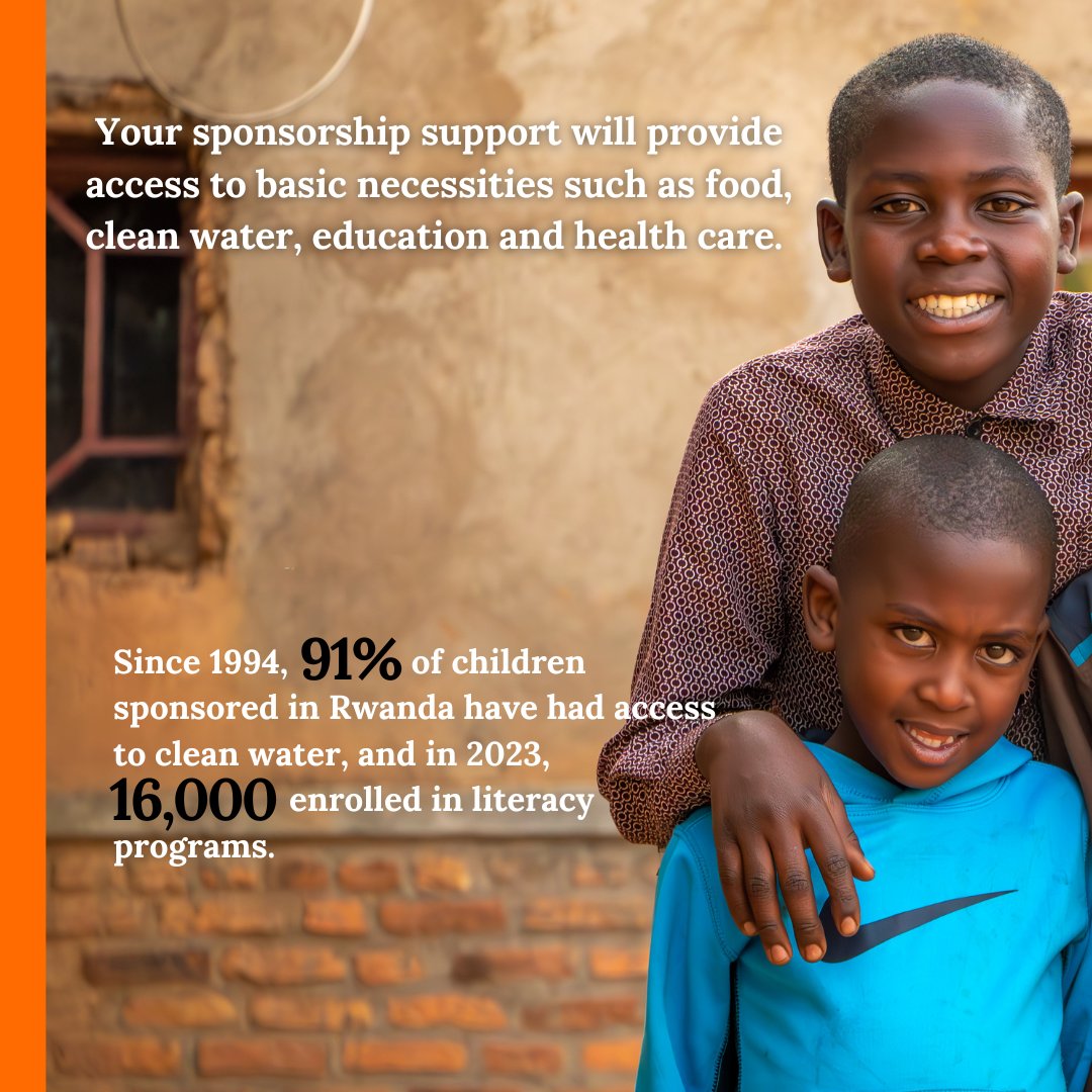 worldvisioncan's tweet photo. 627 children in Rwanda need sponsors before the year ends. Together, we’ve already helped 115,324 children thrive. Your support provides clean water, education &amp; a future. Let’s "finish the job."

🔗 Sponsor a child today: https://t.co/32PHEHya5G https://t.co/ghBNYBGoip