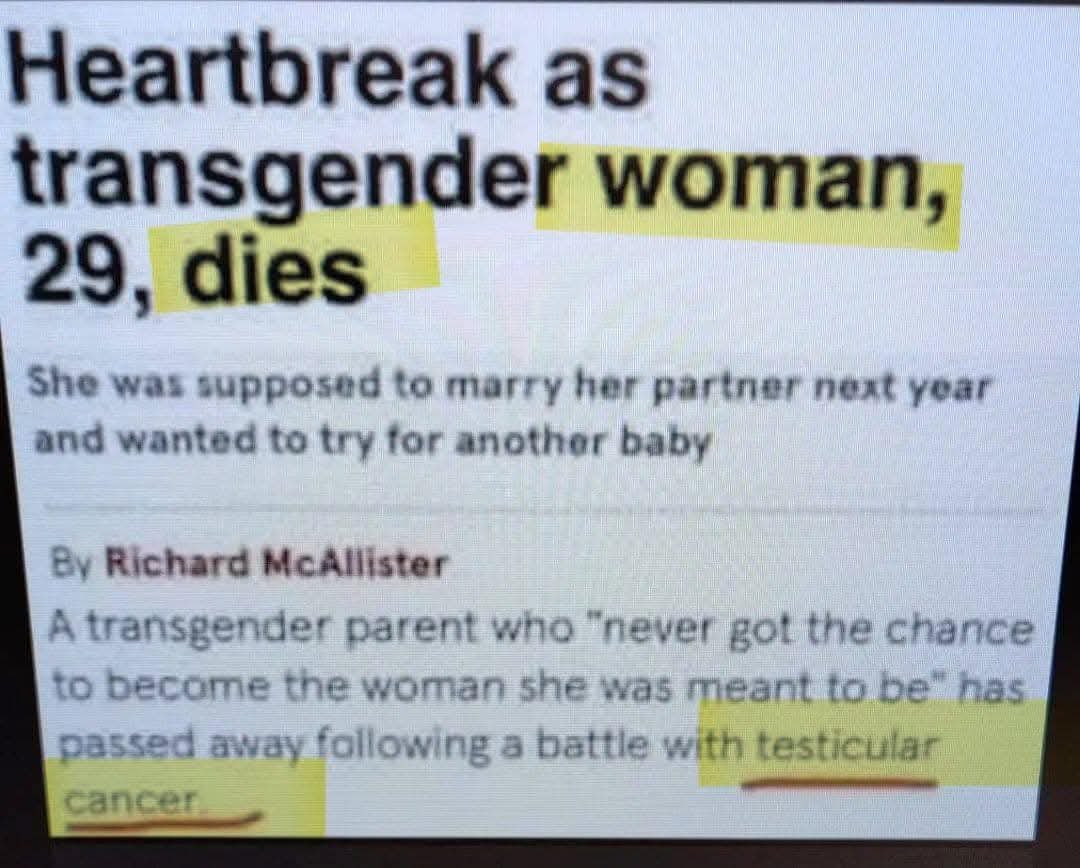AmiriKing's tweet photo. 1964: We will have flying cars in the future!

2024: Woman dies from testicular cancer. https://t.co/TAohRYqdTQ