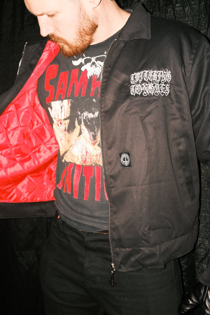twtchngtongues's tweet image. “In Love There Is No Law” custom embroidered work jackets available tonight in Portland and next week in Buffalo.