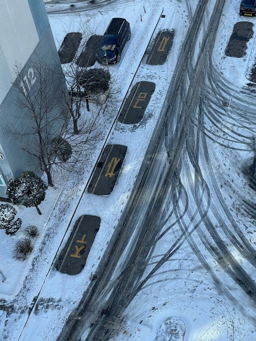 예술로 평가받은 우리나라 아파트 주차 사진