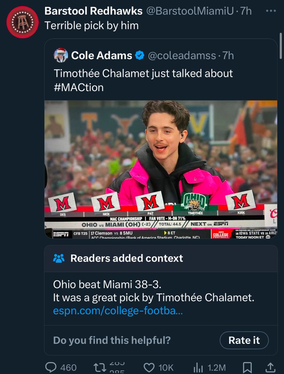 Oh no community notes from the top rope <a href="/BarstoolMiamiU/">Barstool RedHawks</a>