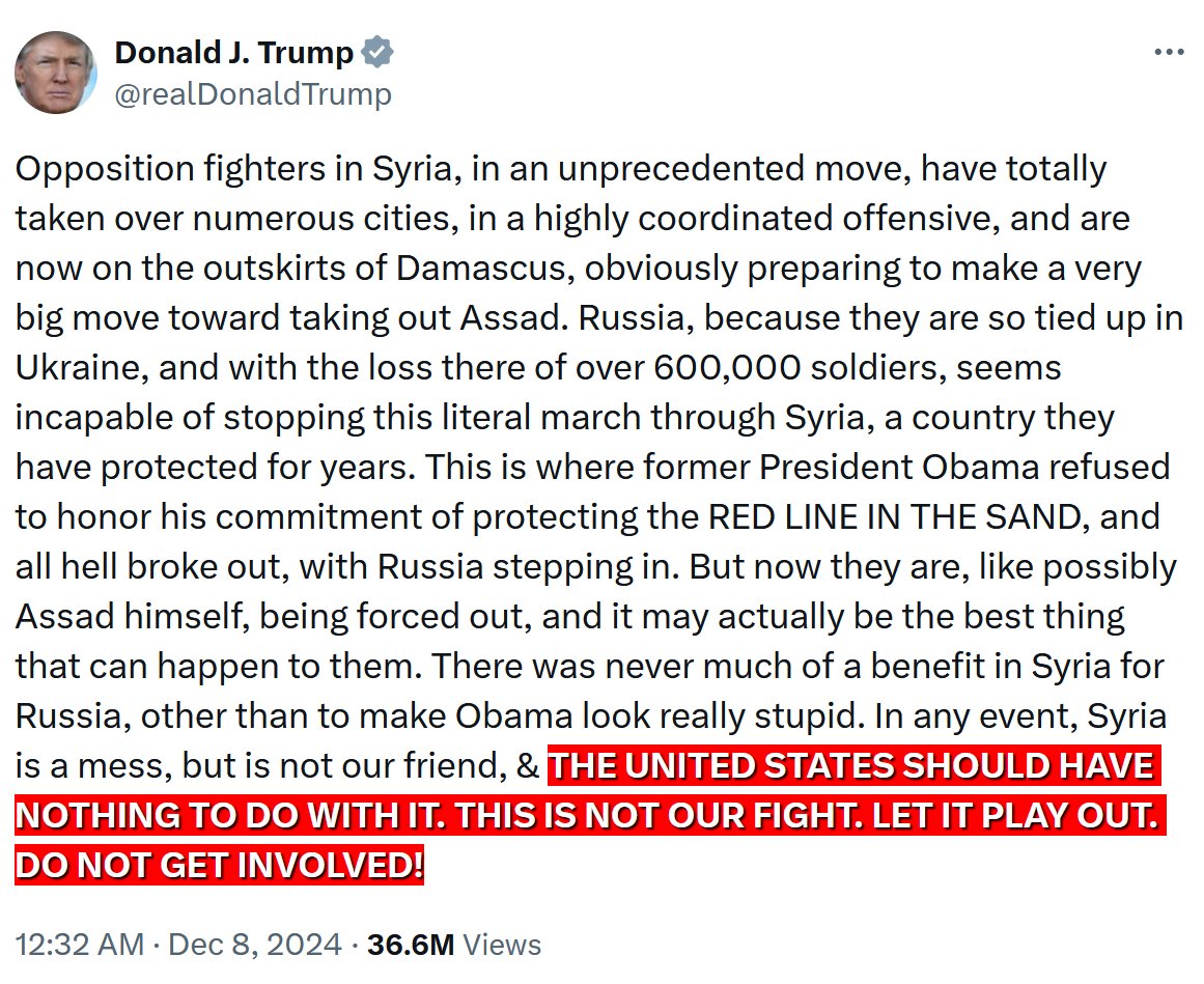 BenjaminNorton's tweet image. This is a very stupid statement. The US is already extremely "involved" in Syria:

1) US troops are illegally militarily occupying Syria's oil-rich eastern territory. Donald Trump himself boasted that, in his first term, he left US troops there to steal Syria's oil -- thereby…