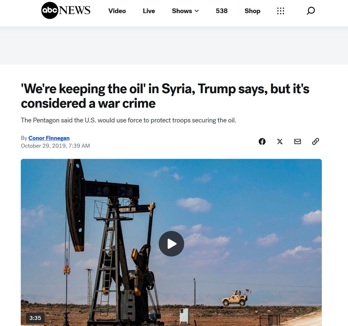 BenjaminNorton's tweet image. This is a very stupid statement. The US is already extremely "involved" in Syria:

1) US troops are illegally militarily occupying Syria's oil-rich eastern territory. Donald Trump himself boasted that, in his first term, he left US troops there to steal Syria's oil -- thereby…