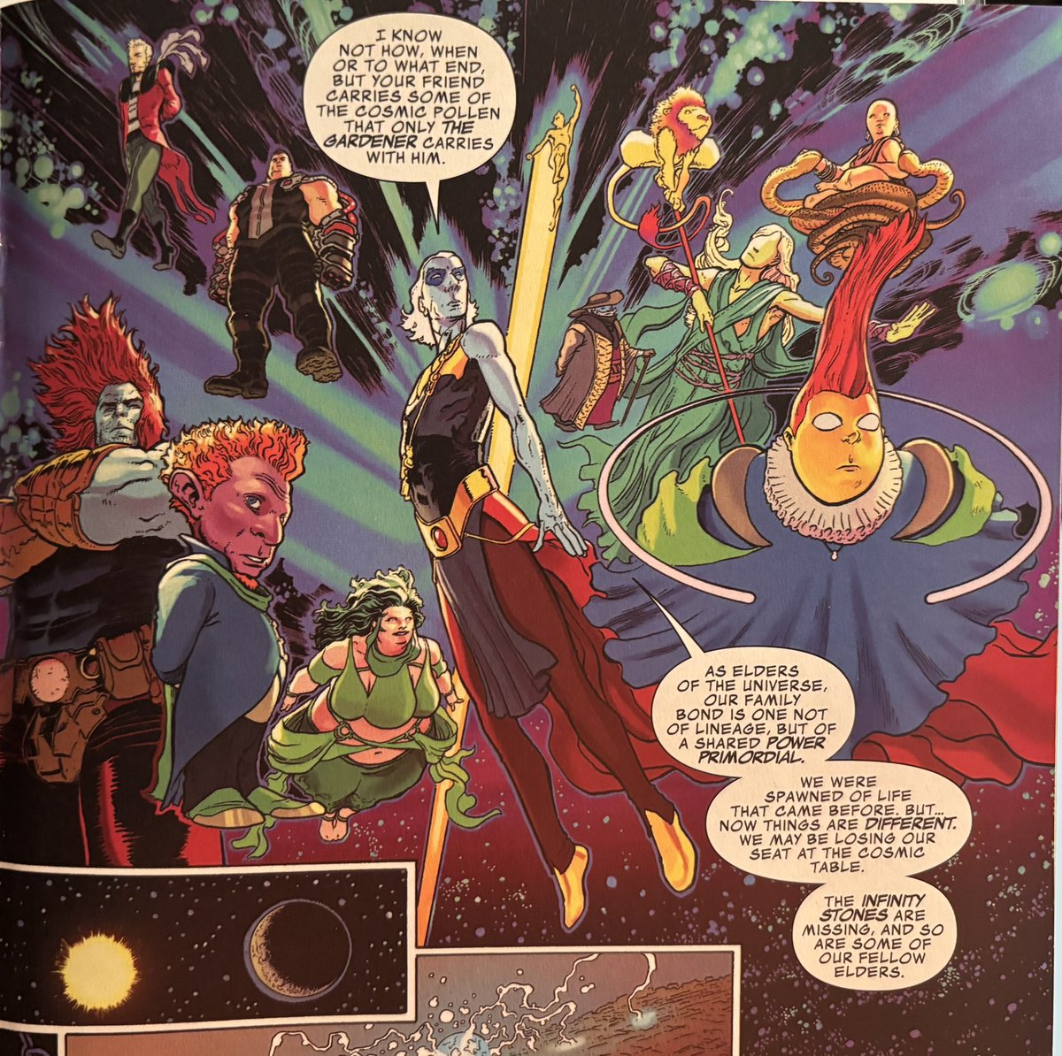 Anybody wanna help me figure out these last few Elders of the Universe? #MarvelCosmic 

(Clockwise from top left) The Collector, The Devastator, The Runner, unknown, The Possesor, The Contemplator, unknown, The Grandmaster, unknown, The Trader, and The Champion.