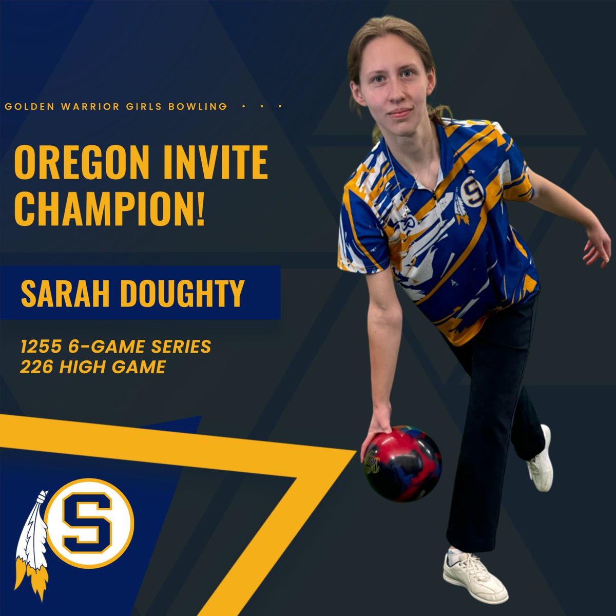 shs_gldnwarrior's tweet photo. Sarah Doughty is on fire! 🔥

For the second year in a row, the sophomore bowling standout took home the top spot at the Oregon Invite, leading the Golden Warriors to an impressive 2nd place team finish! 🏅

Way to go, Sarah! 👏

#GOldenWARRIORS #Back2BackChampion https://t.co/r3lda7amxc