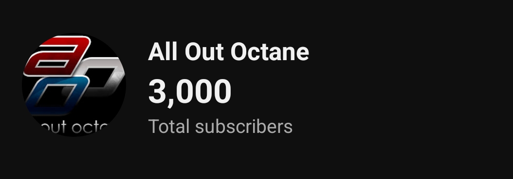 Alloutoctane's tweet photo. Wow. Just wow. All I can say is wow. I'm so incredibly thankful. You have all been so supportive. This has been a long 14 years. It's been a slow grind. But I won't stop. Three thousand people have subscribed to watch diecast and automotive content. Thank you. https://t.co/k483d1C6Dh
